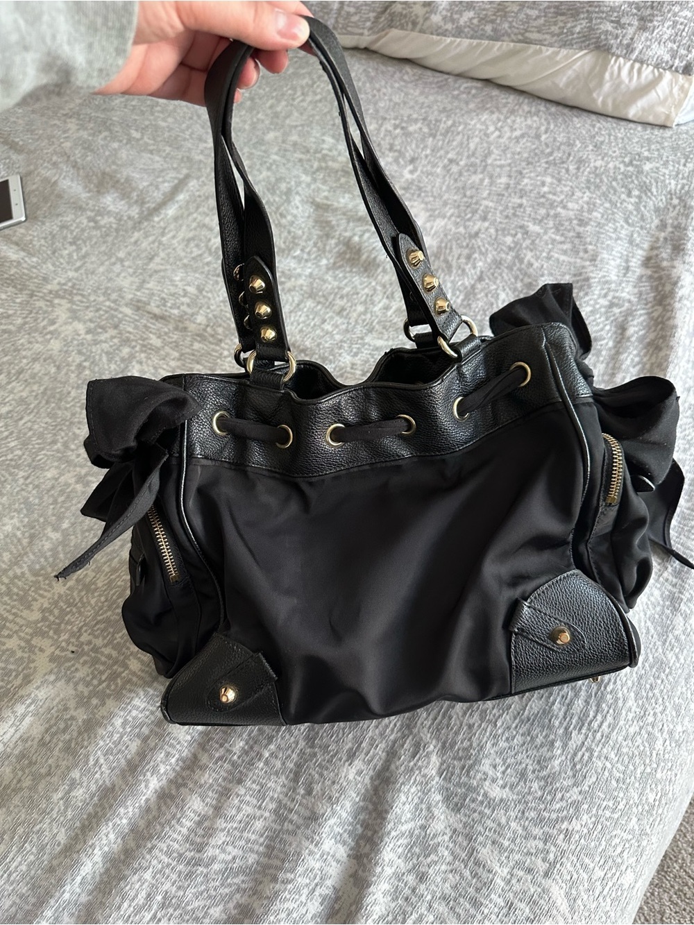 Juicy Couture Black Nylon Malibu Daydreamer Bag - Y2K Tote Purse - Picture 3 of 16